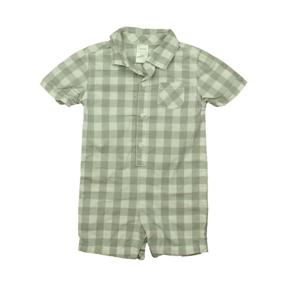 Pre-Owned Gymboree Boys Gray | White Check Romper size: 12-18 Months (Good)