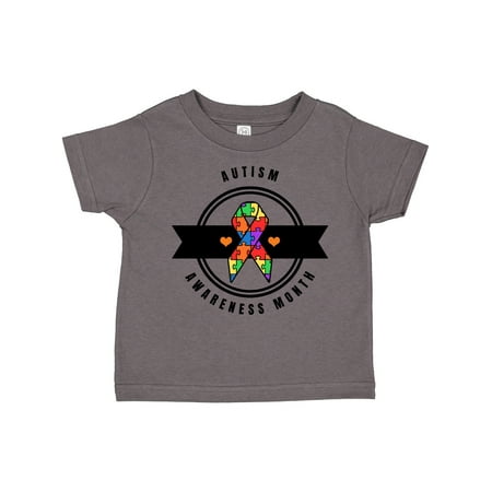 

Inktastic Autism Awareness Month with Puzzle Piece Ribbon and Banner Gift Toddler Boy or Toddler Girl T-Shirt
