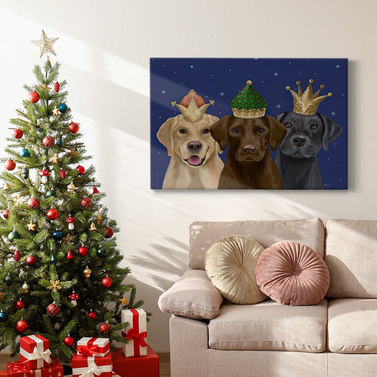 Christmas Labradors, Three Kings- Gallery Wrapped Canvas