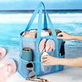 thumbnail image 6 of Beach Mesh Tote Bag, Breathable Large Capacity Summer&nbsp;Bag, Multi-Pocket Sand-Free Shoulder Bag for Women Pool Beach Vacation Essentials, AKLJWH, #03 Sky Blue, 6 of 6