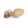thumbnail image 5 of BLISSFUL STEP Women's Glitter Platform Crisscross Straps Block Heel Sandals Gold 7, 5 of 7