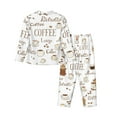 thumbnail image 2 of Goofa Coffee Printed Women’s 2 Piece Pajama Set Super,Pajamas Women's Long Sleeve Sleepwear Soft Button Down Loungewear Pjs Lounge Set Nightwear-XX-Large, 2 of 9