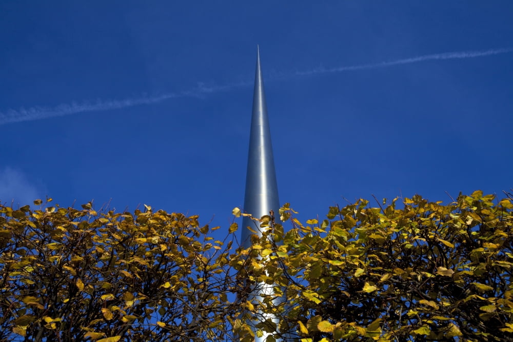 Spire of Dublin officially titled the Monument of Light a large stainless steel sculpture 1212 metres (398 ft) in height located on the site of the former Nelsons Pillar on OConnell Street in Dublin I