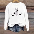 thumbnail image 4 of Crewneck Sweatshirt for Women Ghost Black Cat Graphic Long Sleeve Pullover Cutecore Streetwear Halloween Top Fall Spring Outfits White L, 4 of 5