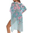 thumbnail image 5 of Xoenoiee Blue Cherry Blossom Print Women Bathing Suit Coverup Casual Loose Swimsuit Coverups Open Front Kimono Cardigan Cover Up Half Sleeve Summer Beach Cover up, 5 of 7