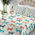 thumbnail image 3 of Ambesonne Colorful Fitted & Top Sheet Set with Shams, Retro Dog, Grey Red Teal, 3 of 5