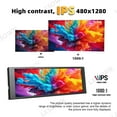 thumbnail image 3 of LESOWN Mini Stretched Bar Monitor 6.9-inch Full HD 480x1280 Ultra-wide Display IPS HDMI USB Raspberry Pi Secondary Screen for PC Case Aida64 Laptop, 3 of 11