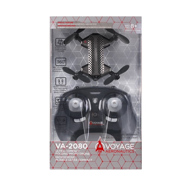 Voyage Aeronautics VA-2080 Micro Drone Pliable Ultra Compact- Noir
