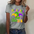 thumbnail image 2 of PMUYBHF Mode Décontractée pour Femmes Chemises Imprimées Mardi Col Rond Manches Courtes Tee Tops Tunique Blouse 3990 L, 2 of 5