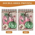 thumbnail image 2 of Fall Pink Green White Pumpkin Decorative House Flag, Autumn Plaid Check Farmhouse Garden Yard Outside Decorations, Thanksgiving Rustic Burlap Outdoor Large Home Decor Double Sided 28 x 40, 2 of 6