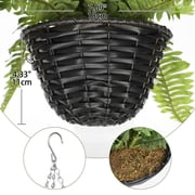 GnFlus Artificial Fern Plants Hanging Greenery Faux Ferns with Basket 25Boston Fern 31 Leaves Fake Fern Indoor Outdoor Potted Plants bathroom Home Office Decor Dusty Green