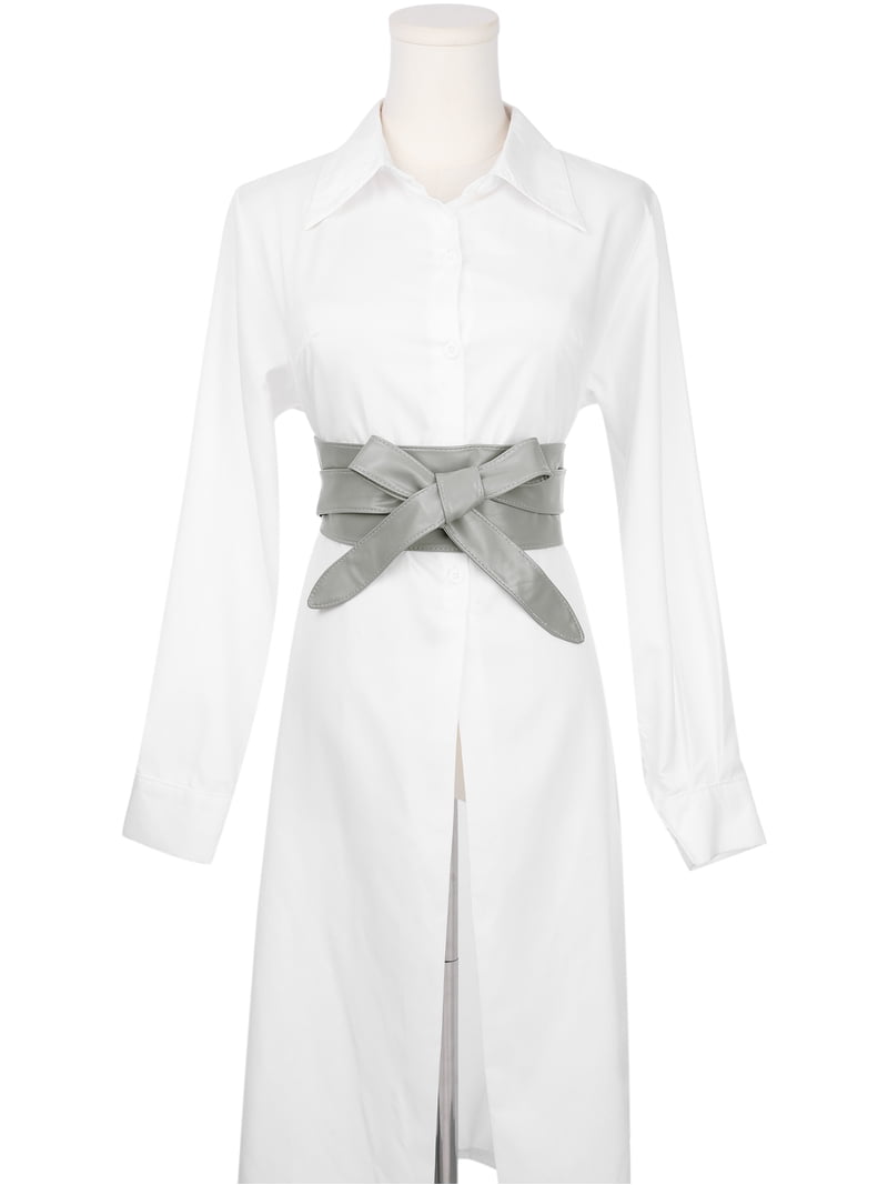 INSPIRE CHICLadies Faux Leather Self Tie Bowknot Wide Waist  display picture 1