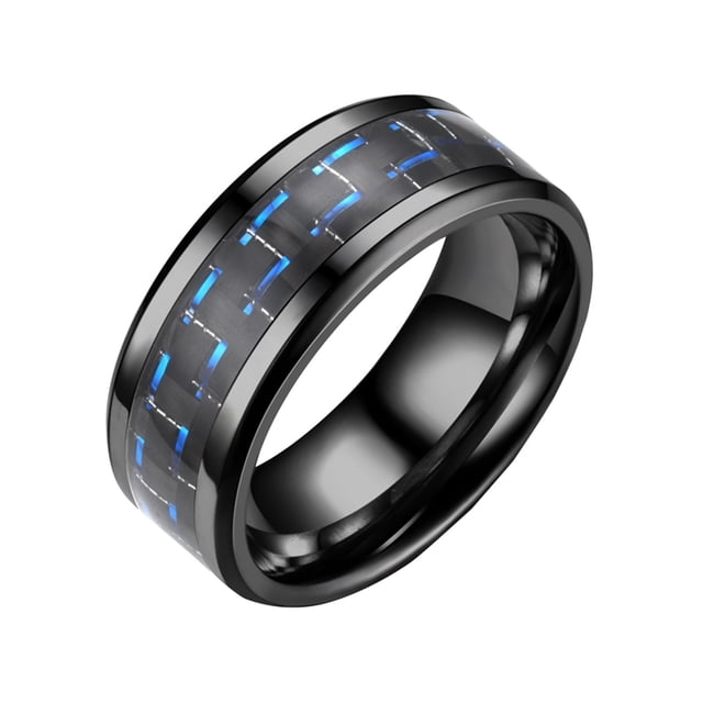 Kcodviy Fiber Steel Ring Couple Stacking Rings Jewelry Adult Three-Color Titanium Ring Cool Mens Rings