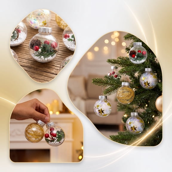 Christmas Ornaments, Transparent Christmas Ball Ornament Set, Holiday Decor, Christmas Ball, for Xmas Tree, Home, Party, Holiday Christmas Decorations