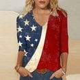 thumbnail image 7 of Avrnliq American Flag Patriotics Shirts Women USA 4th of July T Shirt Red White Blue Graphic 3/4 Sleeve Tee Tops, 7 of 7