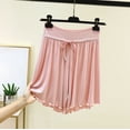 thumbnail image 2 of SROBPTY Womens Pajama Shorts Solid Drawstring Elastic High Waist Wide Leg Pants, 2 of 5