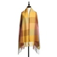 thumbnail image 3 of Thanksgiving Day Clearance Juebong Ladies Scarf Striped Color Plaid Shawl Elegant Ladies Style Warm Comfortable Autumn And Winter Scarf,Yellow,Free Size, 3 of 4