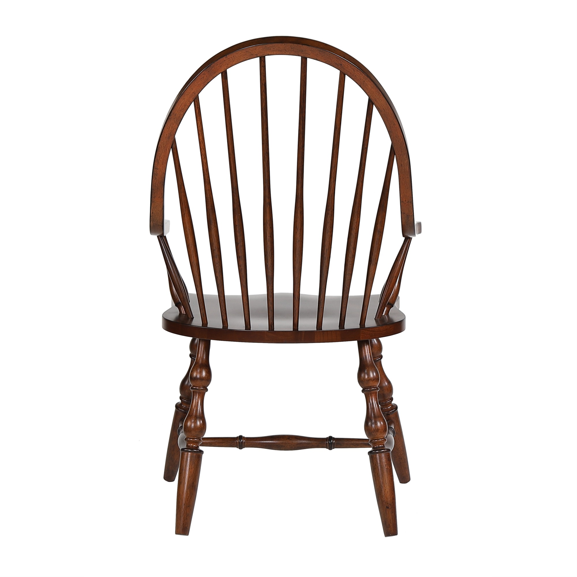 Sunset Trading Andrews 18" Windsor Wood Dining Chair with Arms in Chestnut Brown