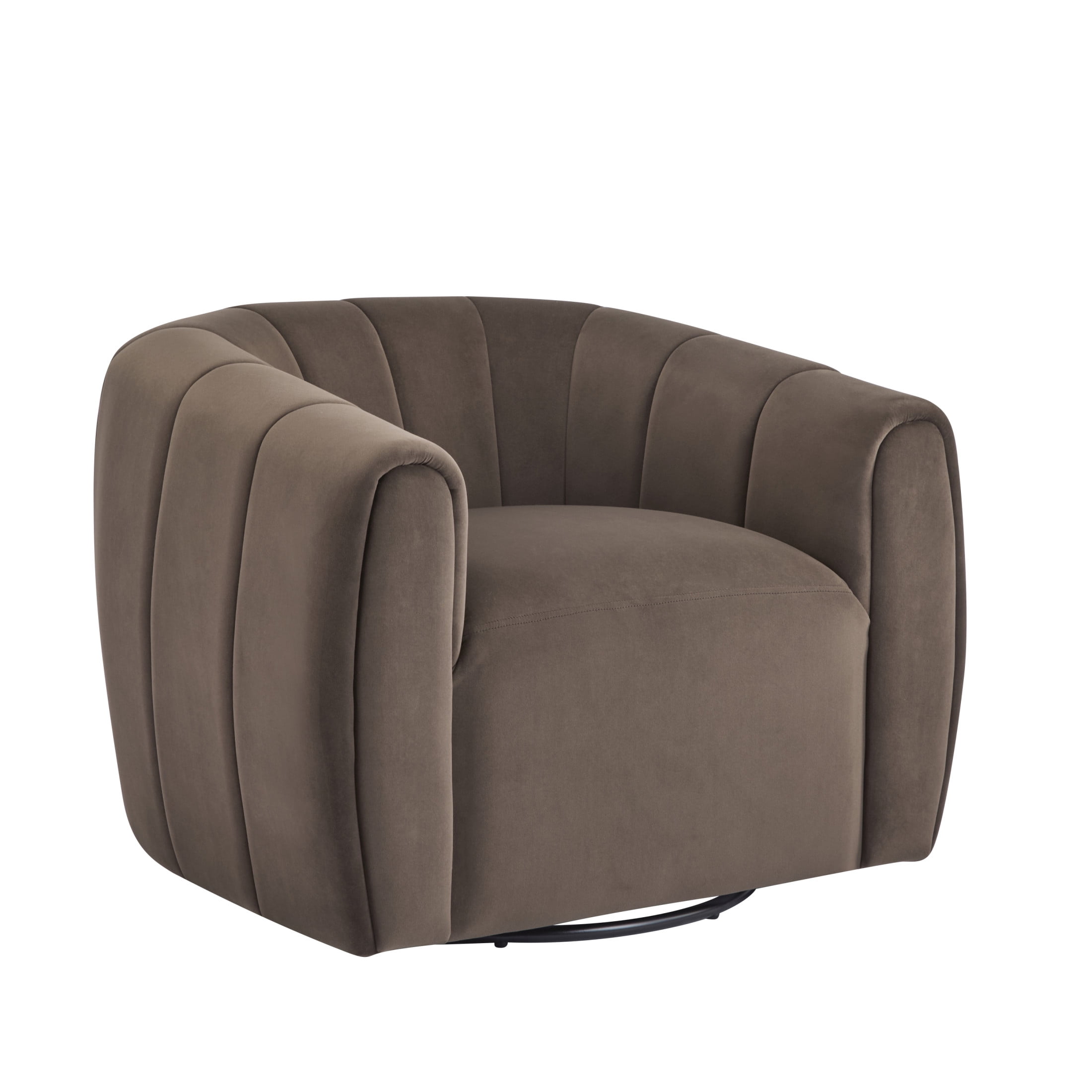 Christopher Knight Home 360° Swivel Club Chair with Premium Velvet Upholstery, Tub Back Design, Dark Brown
