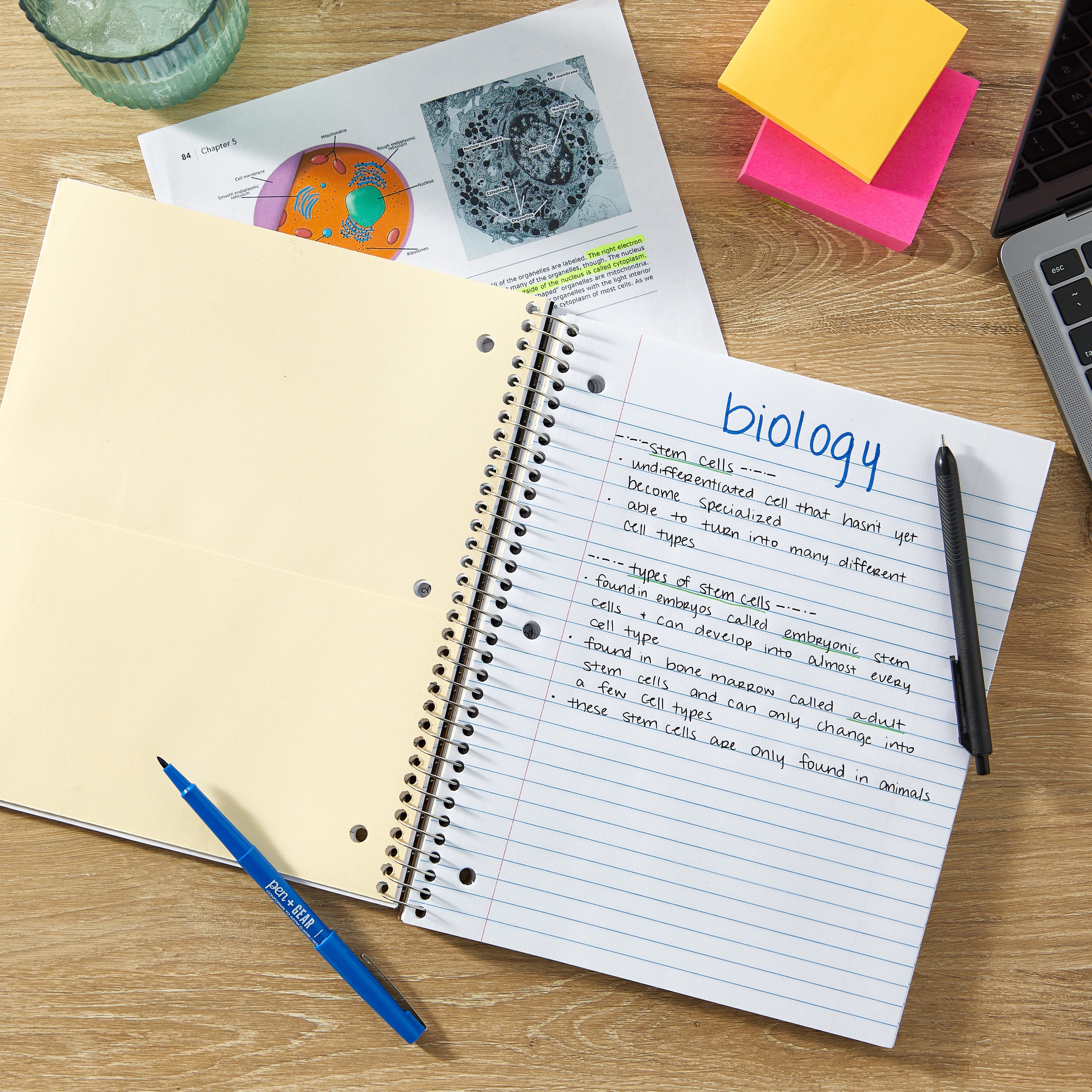 (2 pack) Pen+Gear Wide Ruled 3-Subject Poly Notebook, Black, 8.5" x 10.5", 120 Sheets