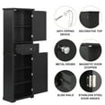thumbnail image 4 of Bathroom Vanity, Tall Bathroom Storage Cabinet, Freestanding Storage Cabinet with Drawer and Adjustable Shelf, MDF Board with Painted Finish, Black (Old Sku:WF312727AAB), Bathroom Storage Cabinet, 4 of 22