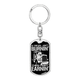 thumbnail image 1 of Diesel Ain'T Burnin' Stainless Steel or 18k Gold Dog Tag Swivel Trucker Keychain, 1 of 8
