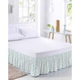 thumbnail image 2 of Teal Grey Branch Bed Skirt King Size, Spring Summer Pastoral Botanical Wrap Around Bed Skirting with Adjustable Elastic Strap, Dust Ruffle Pleated Bedskirts 16 Inch Drop for Bedroom King Beds, 2 of 9