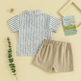 thumbnail image 3 of Bagilaanoe 2pcs Toddler Baby Boy Shorts Set Short Sleeve Striped Shirt Tops + Shorts 6M 12M 18M 24M 3T 4T Kids Casual Summer Clothes, 3 of 8