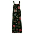 thumbnail image 3 of Women's Christmas Printed Jumpsuit - Loose Casual Versatile Romper, Dark Green Size XXL, 3 of 6