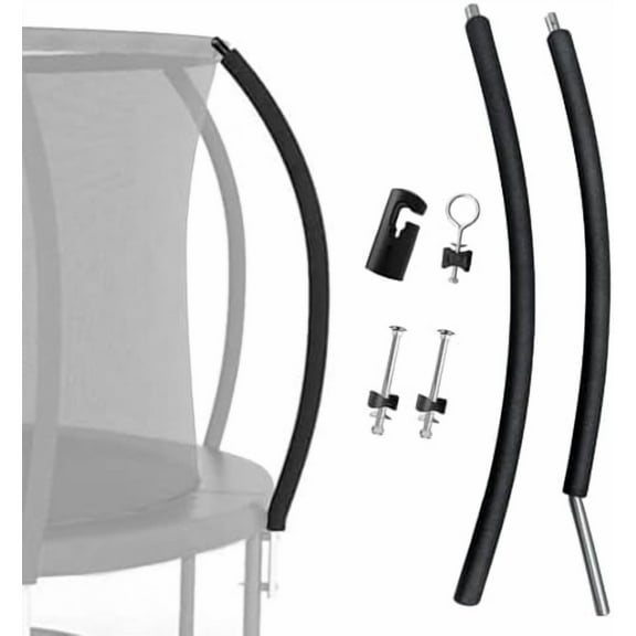 Universal Trampoline Replacement Curved Net Pole, Curved Pole Kit for 10-16ft Frame, with Plastic Tube Cap, Mounting Hardware, Foam Padding$$Sport & Recreation Other