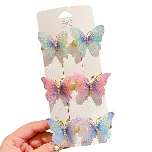 CSChome Épingle à Cheveux en Strass 6 Pcs Papillons Décor Pince à Cheveux Fille Princesse Épingle à Cheveux Forme Accessoires pour Cheveux