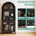 thumbnail image 5 of 74"Kitchen Pantry Arched Cabinet,, 5-Tier Arch Bookshelf Bookcase with Shelves Glass Door Pantry Display Storage Cabinets Cupboard for Kitchen Living Room Black, 5 of 7