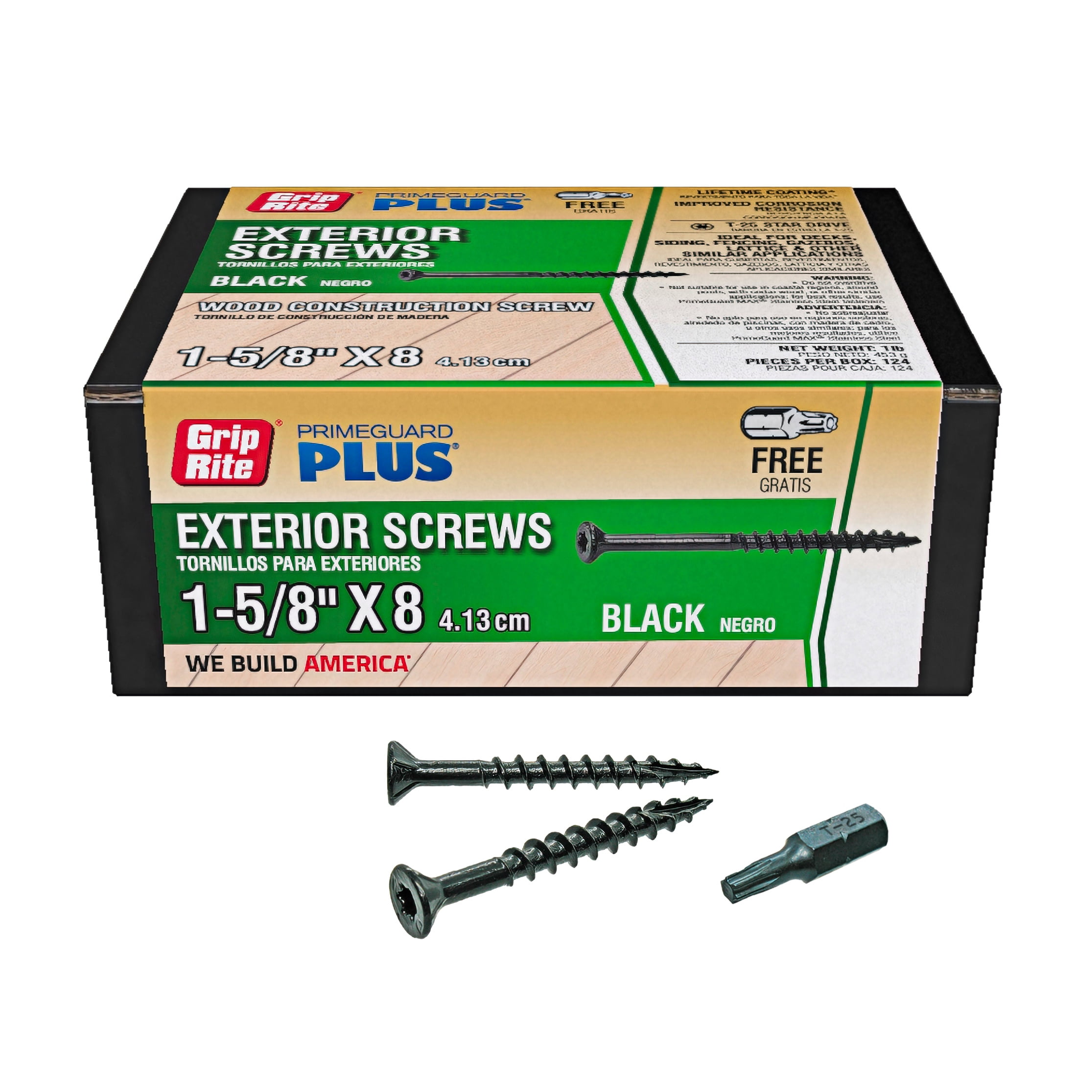 (2 pack) Grip-Rite PrimeGuard Plus #8 x 1-5/8 in. Black Wood to Wood Deck Screw 1lb.