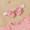 thumbnail image 2 of ITFABS Floral Mouche Manches Col Rond Romper + Pantalon Évasé + Bandeau Bowknot, 2 of 5