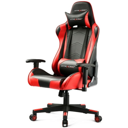 GTPLAYER Gaming Chair Office Chair PU Leather with Adjustable Headrest and Lumbar Pillow, Red