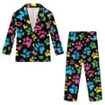 thumbnail image 4 of Xoenoiee Colorful Dog Paw Heart Print Boys Suits 2 Piece Formal Kids Tuxedo Suits for Boys Valentine's Day Slim Fit Casual Ring Bearer Outfit with Blazer Jacket Pants, 13-14 Years, 4 of 7