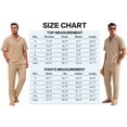 thumbnail image 7 of RICHCOIN Men 2 Piece Outfit Set Khaki Summer Beach Vacation Suit Short Sleeve Button Shirt & Loose Pant Size XL, 7 of 7