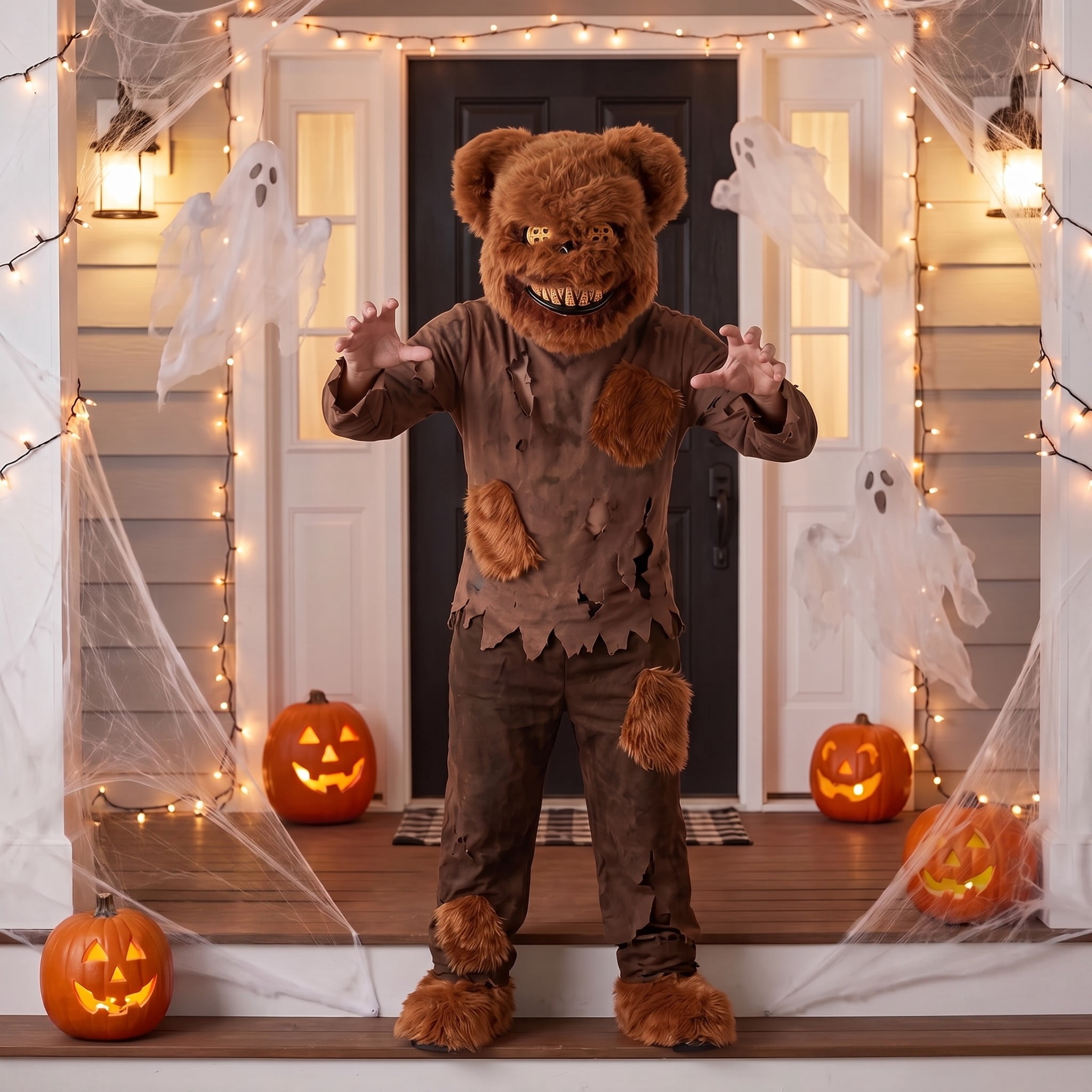 Daddy Bear Mask Costume Accessory for Adults, Brown, Halloween by Way To Celebrate