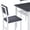 Blue Gray Tabletop + Gray Chair, variant on Legahome Dining Table Set for 6, Modern Industrial 6 Piece Dining Set with Storage Racks, Compact Kitchen Dining Room Set, Gray Table Top & Gray Chair