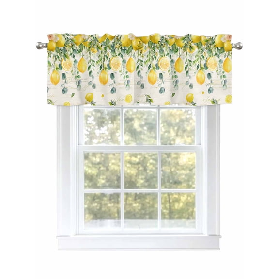 Valances for Windows Yellow Lemon Rod Pocket Cafe Window Treatments Valance Curtains for Kitchen Bathroom Laundry Basement Windows 42"x18"