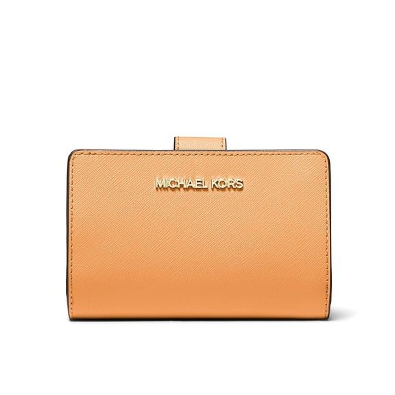 Michael Kors Women's Jet Set Travel Medium Bifold Saffiano Leather Wallet (Pop Orange)