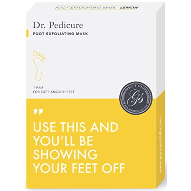 BEST Dr. Pedicure Foot Exfoliation Peeling Mask | For Smooth Baby Soft Feet, Dry Dead Skin Natural Treatment, Repair Rough Heels, Callus Remover, Soak Socks Booties, Get Gentle Feet, Lemon (1 Pair)