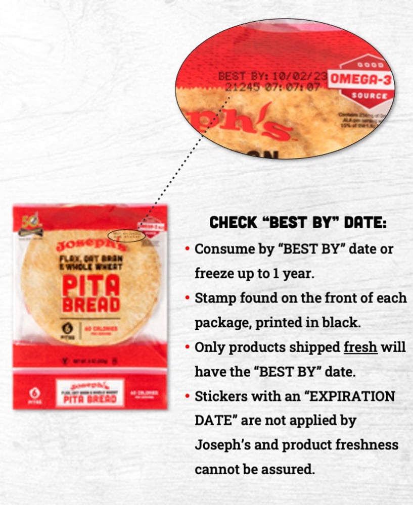 Joseph’s Low Net Carb Flax Pita Bread, 1 Pack, 6 Count