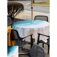 thumbnail image 6 of Square Outdoor Tablecloth with Umbrella Hole Blue Ocean Outside Table Cloth Waterproof Patio Table Cover Summer Ombre Beach Waves Coastal Zipper Tablecloths for Picnic Party Camping 60x60 Inch, 6 of 8