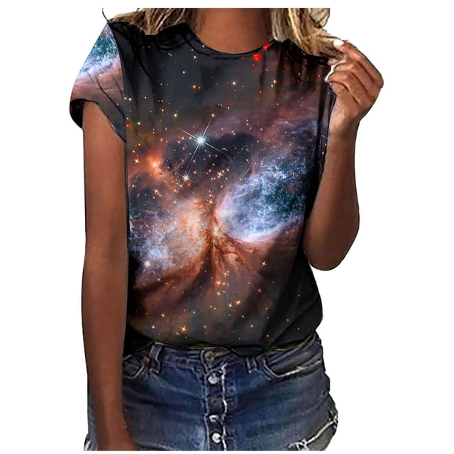 WEAIXIMIUNG T-Shirt Étoile Mode Décontractée à Manches Courtes d'Été pour Femmes de Noël