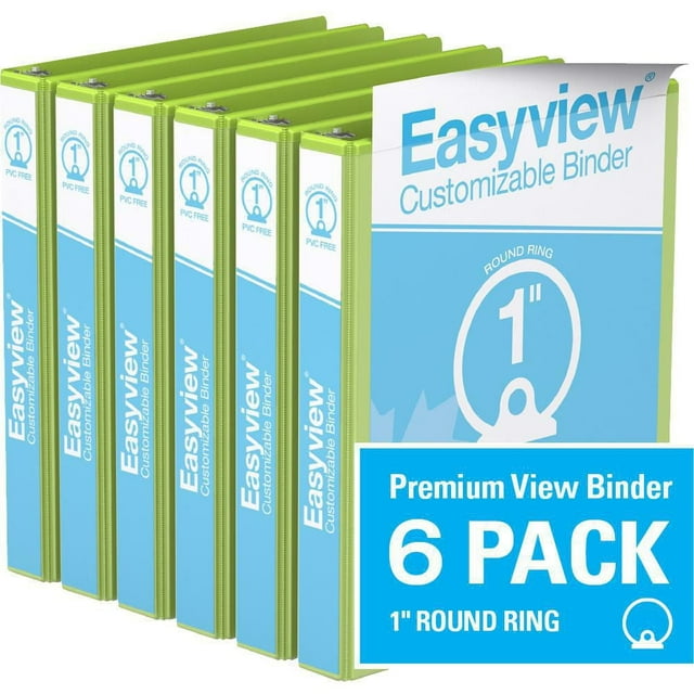 Davis Group, Easyview Premium, Round Ring, Customizable, View Binder, 6 Pack, 1"