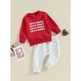 thumbnail image 4 of Bslissey Toddler Baby Boy Girl Valentine's Day Clothes Long Sleeve Letter Print Sweatshirt and Solid Color Pants Set Infant Casual Daily Outfits 6M 12M 18M 24M 3T, 4 of 9