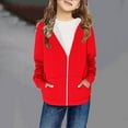 thumbnail image 5 of ATOGUTA Girls Jackets Zip Up Hoodies Long Sleeve Casual Sweatshirts Jacket with Pockets Red, Size 4T-12, 5 of 5