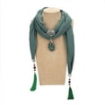 thumbnail image 4 of Qarigey Bufanda de mujer Festival Vacaciones Viajes Fiesta en la playa Borlas al aire libre Lavable Cómodo Mantón elegante para mujer Accesorios de disfraces Verde Qarigey AP015344-05, 4 of 6