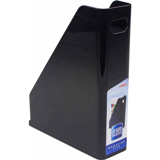 Modern Gloss Magazine File, Black, Case of 4